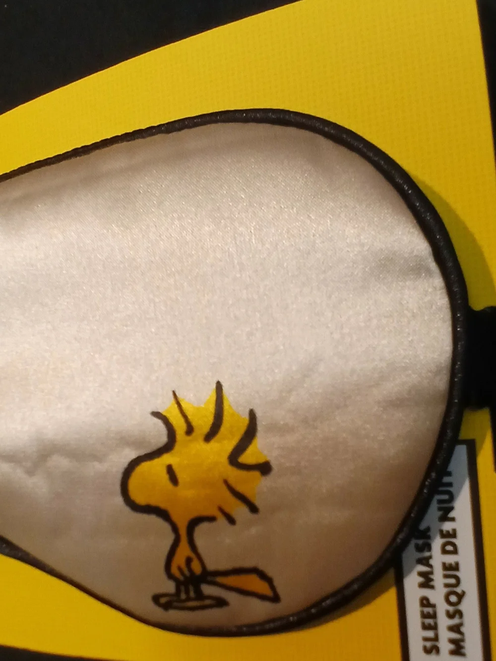 Peanuts -Sleep Mask, Fabric Covered Elastic Headband Snoopy/Woodstock On Front